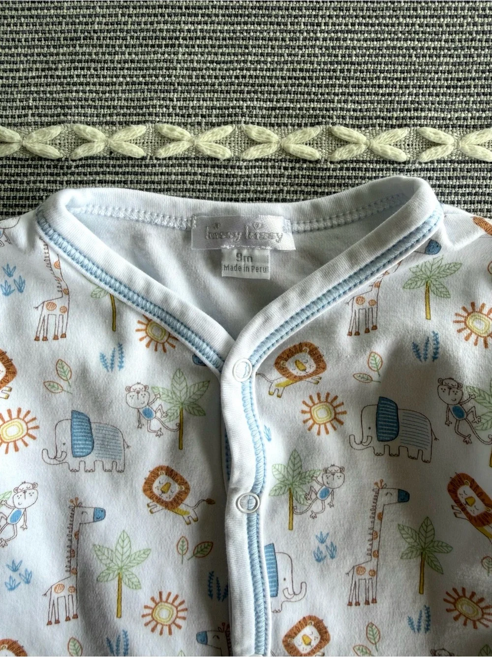 Kissy Kissy Pima Cotton Jungle Animals Footie Onesie Size 9M